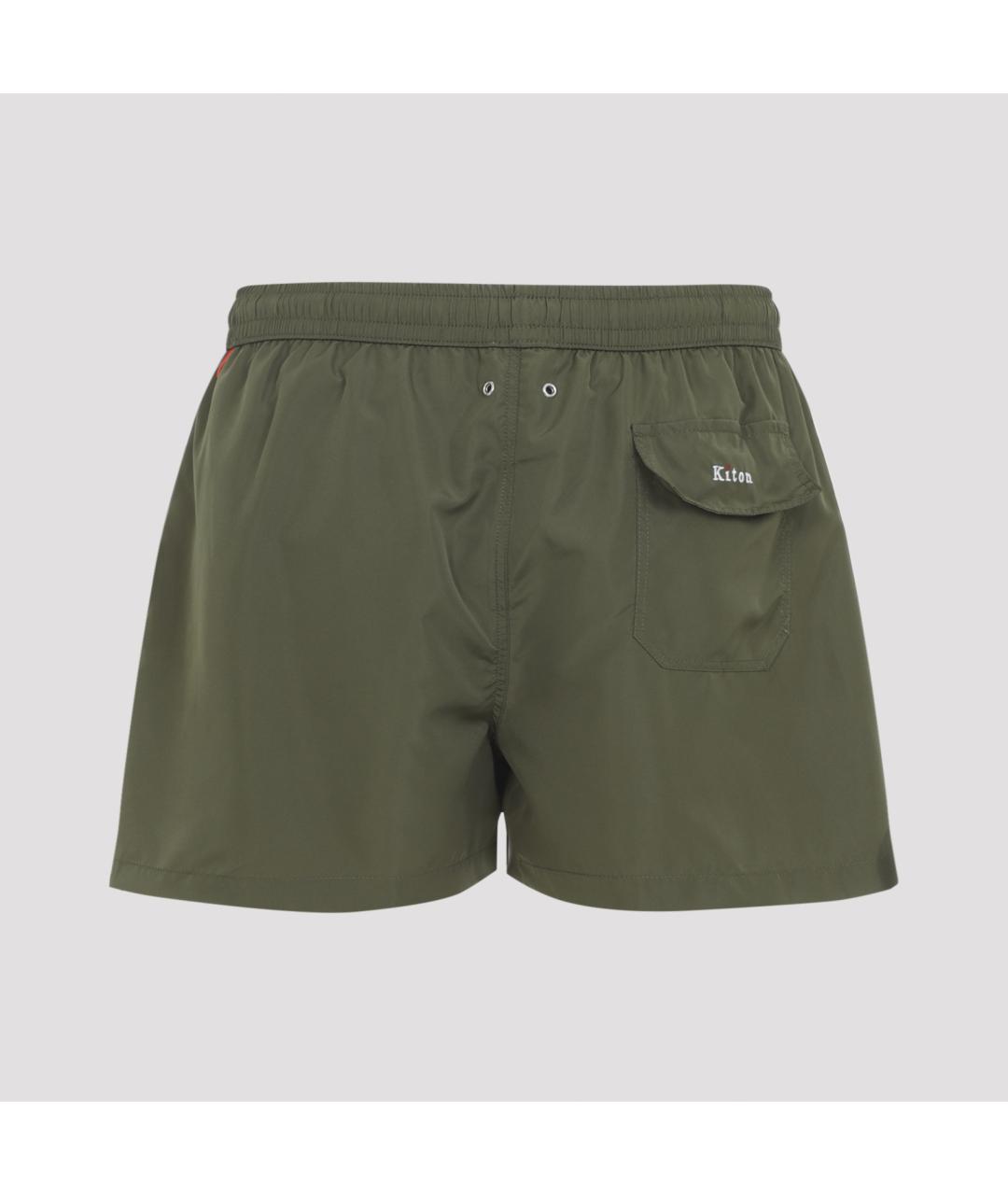 KITON Зеленые полиэстеровые шорты, фото 2