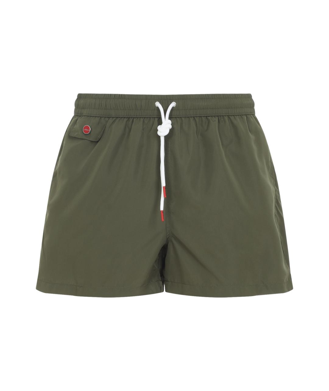 KITON Зеленые полиэстеровые шорты, фото 1