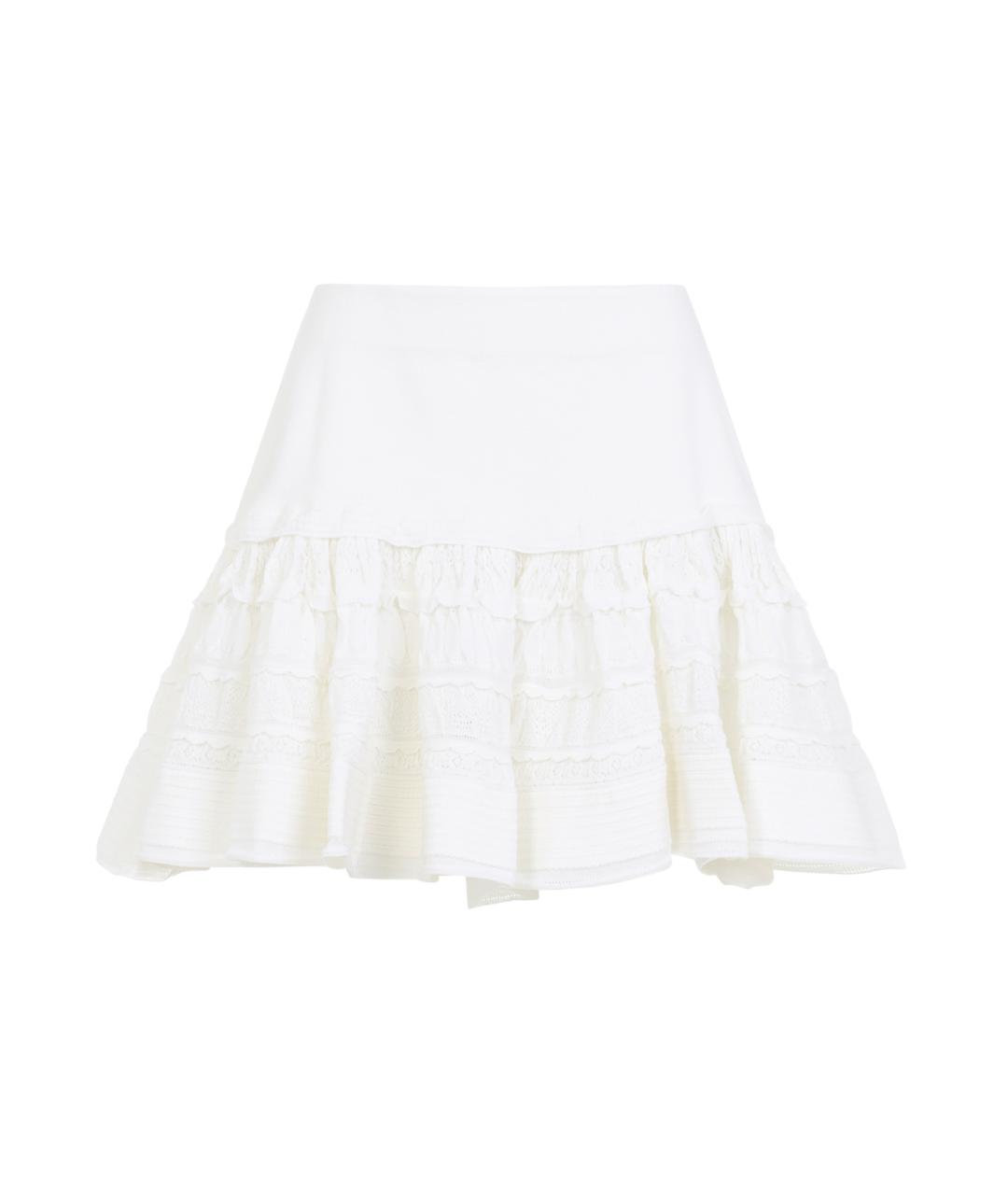 ALAIA Белая шерстяная юбка мини, фото 1