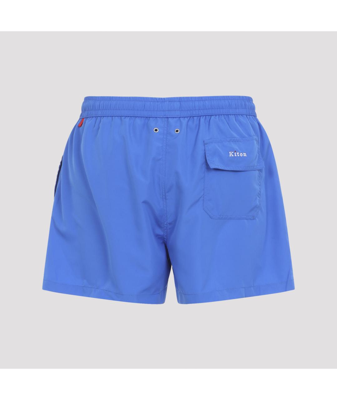 KITON Синие полиэстеровые шорты, фото 4