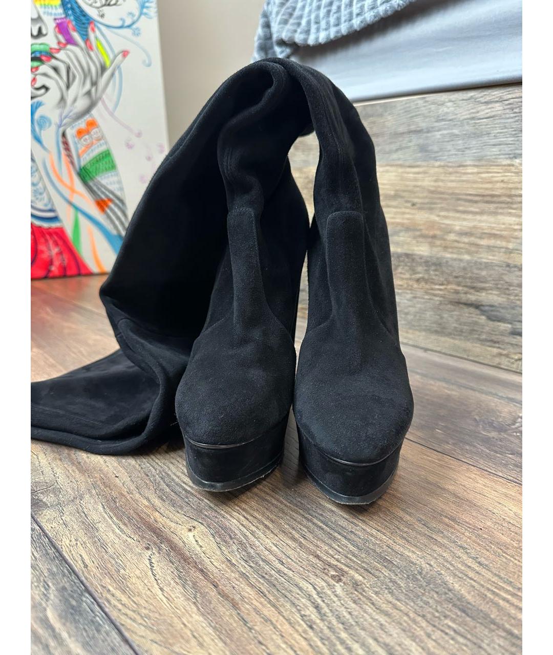 CASADEI Черные замшевые ботфорты, фото 2