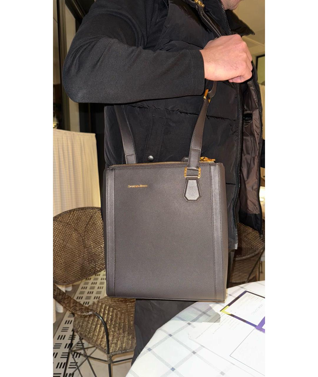 STEFANO RICCI Коричневая кожаная сумка на плечо, фото 7