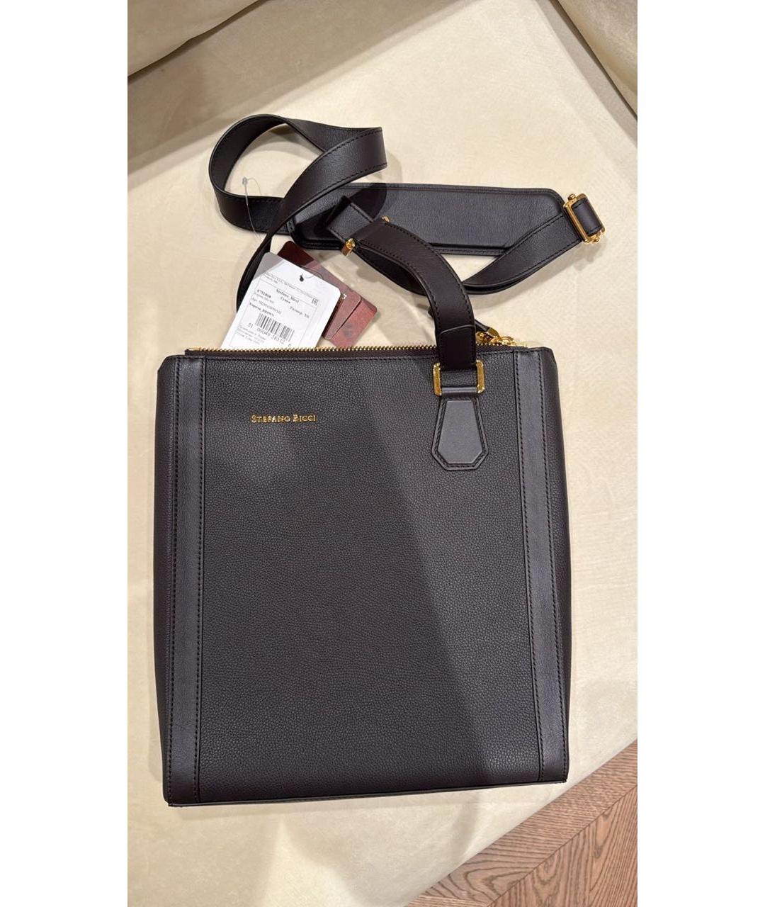 STEFANO RICCI Коричневая кожаная сумка на плечо, фото 9