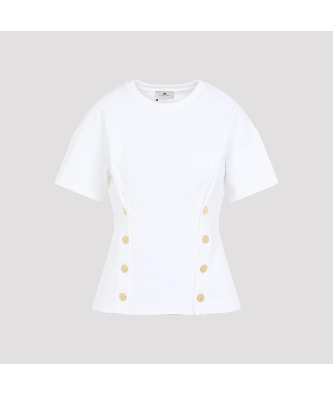 ELISABETTA FRANCHI Белая хлопковая футболка, фото 2