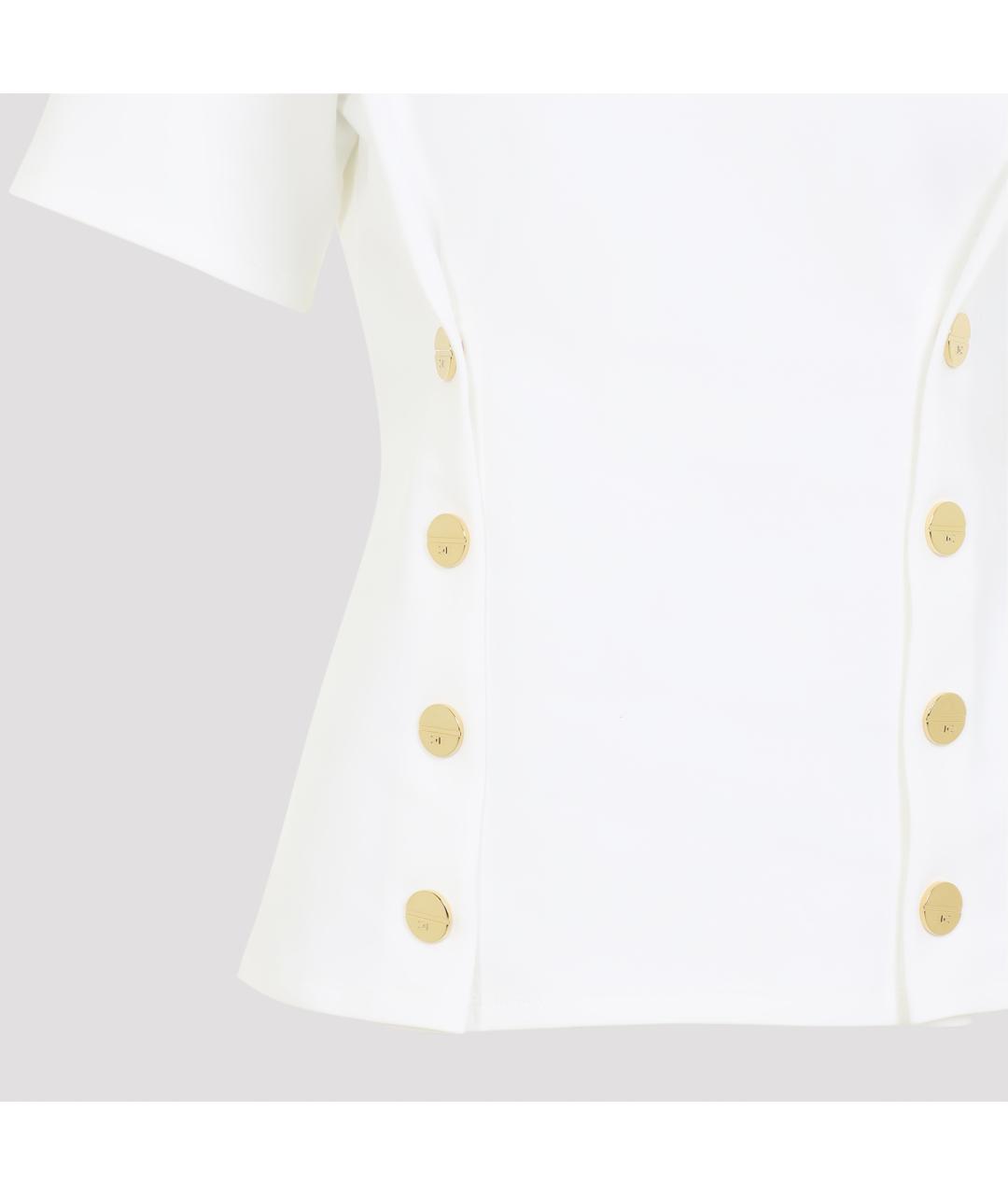 ELISABETTA FRANCHI Белая хлопковая футболка, фото 4