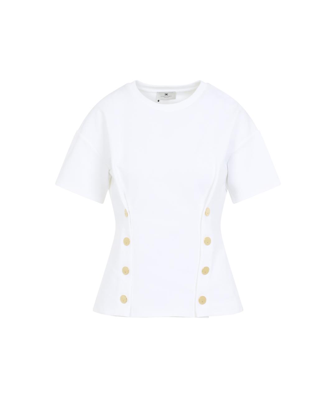 ELISABETTA FRANCHI Белая хлопковая футболка, фото 1