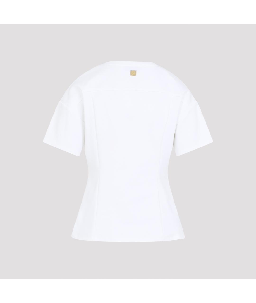 ELISABETTA FRANCHI Белая хлопковая футболка, фото 3