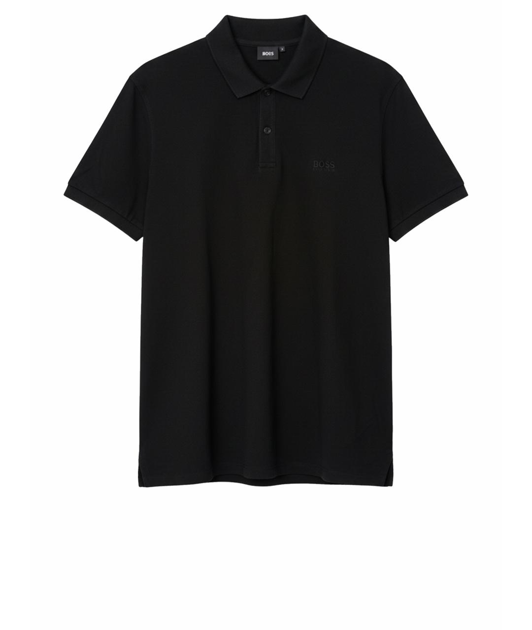 HUGO BOSS Черное хлопковое поло с коротким рукавом, фото 1