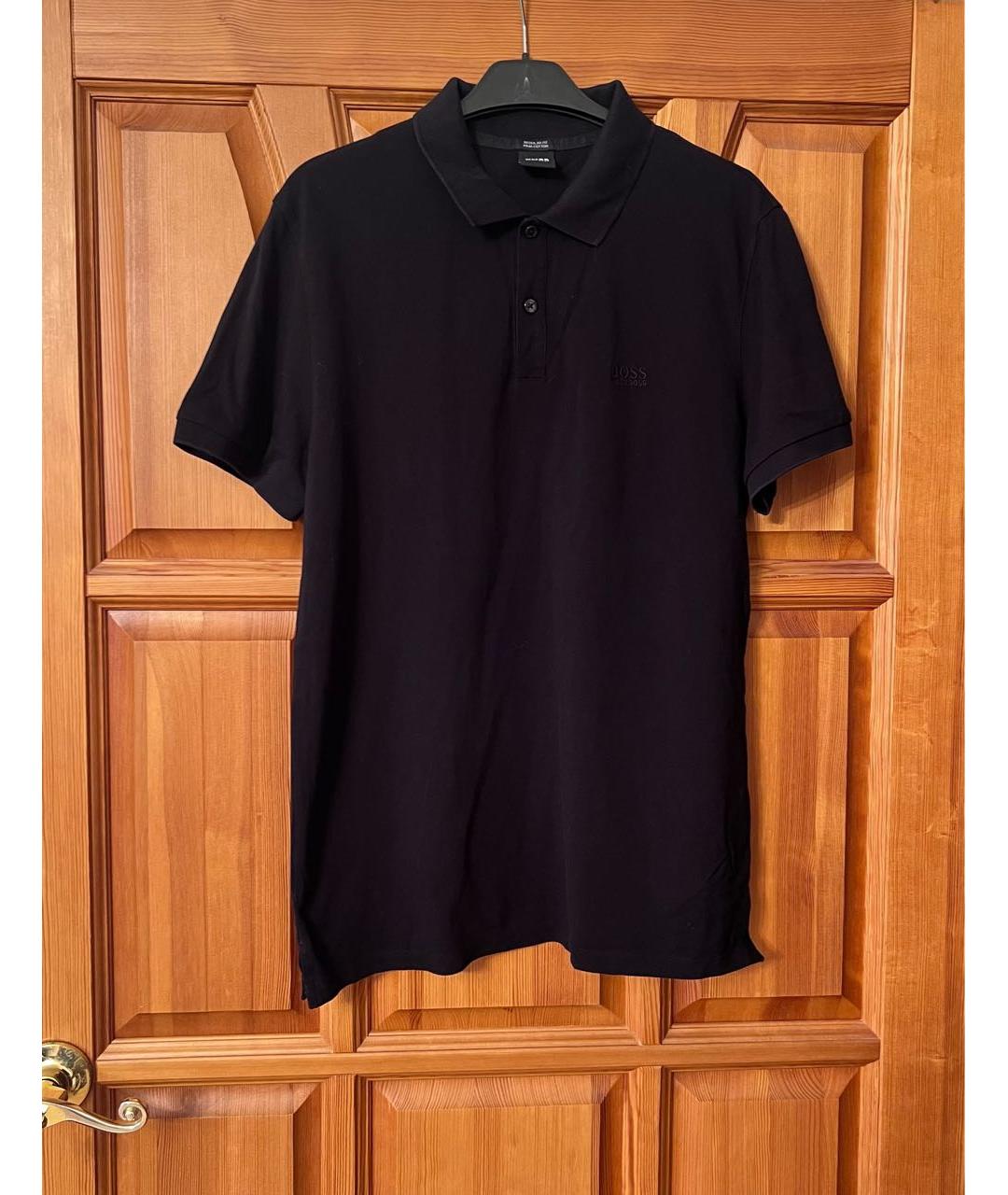 HUGO BOSS Черное хлопковое поло с коротким рукавом, фото 4