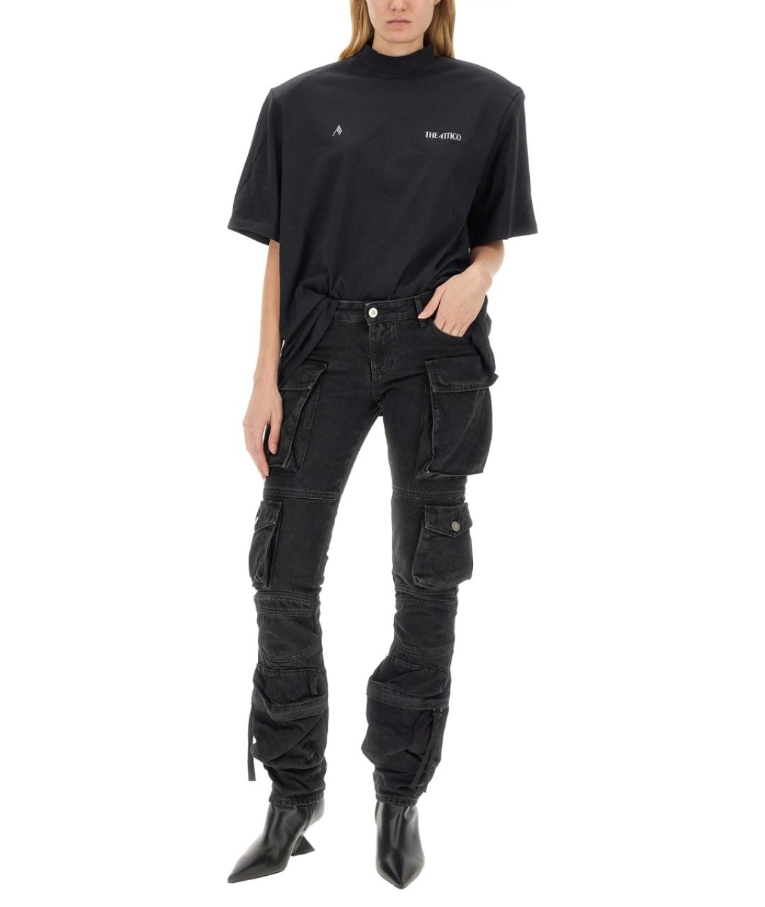 THE ATTICO Черные хлопковые прямые джинсы, фото 3