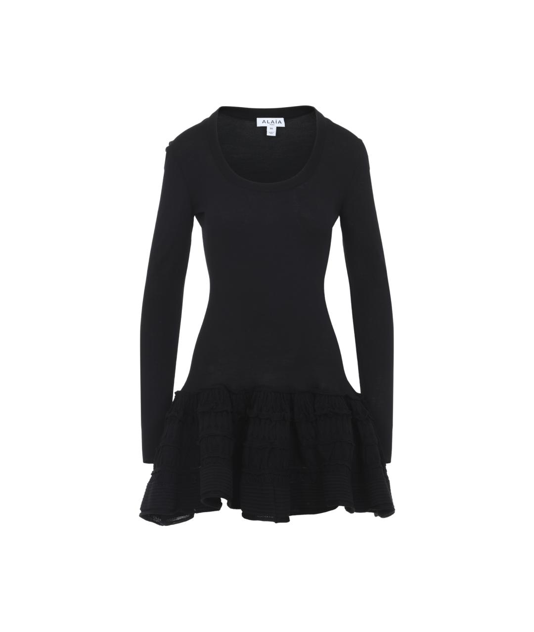 ALAIA Черное шерстяное коктейльное платье, фото 1