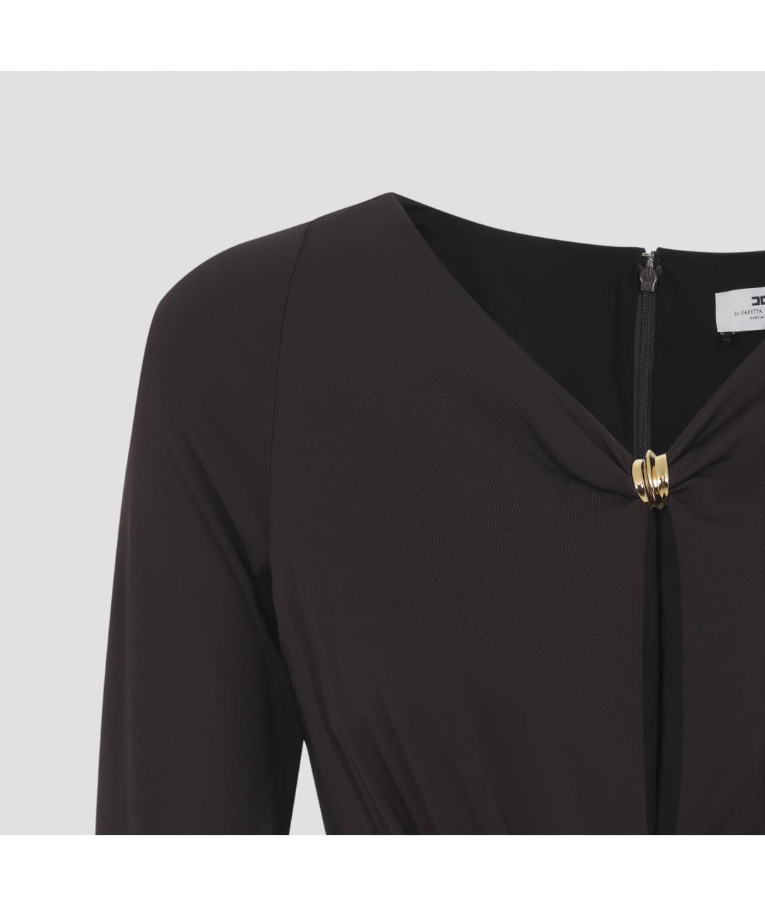 ELISABETTA FRANCHI Антрацитовое полиэстеровое вечернее платье, фото 4