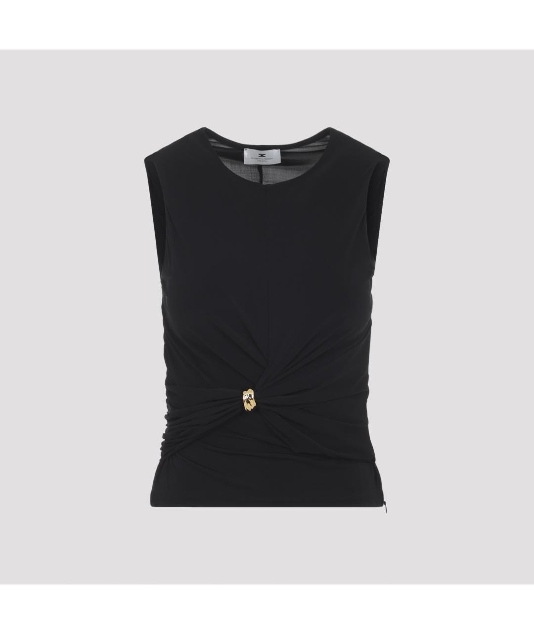 ELISABETTA FRANCHI Черная вискозная блузы, фото 2