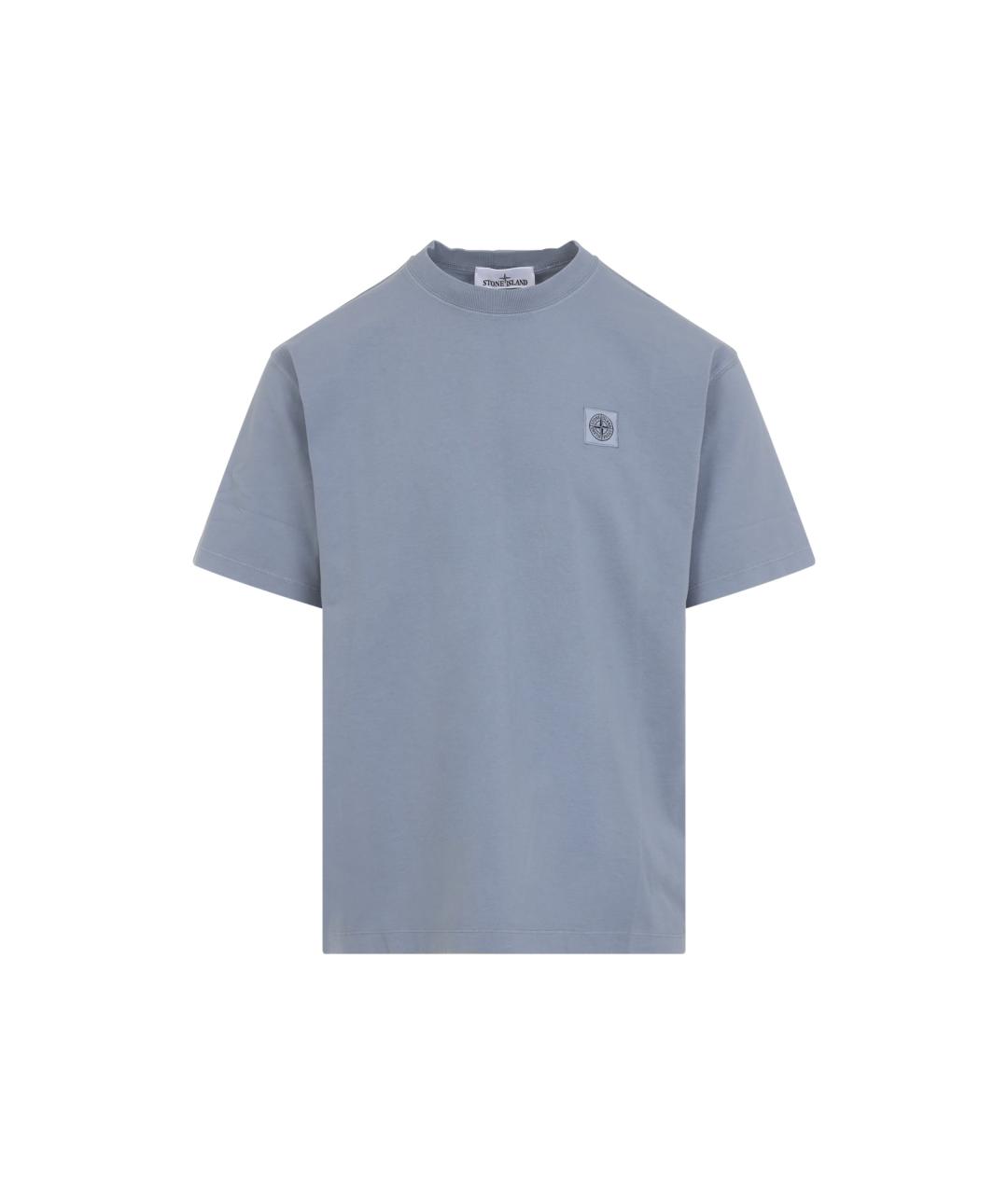 STONE ISLAND Голубая хлопковая футболка, фото 1