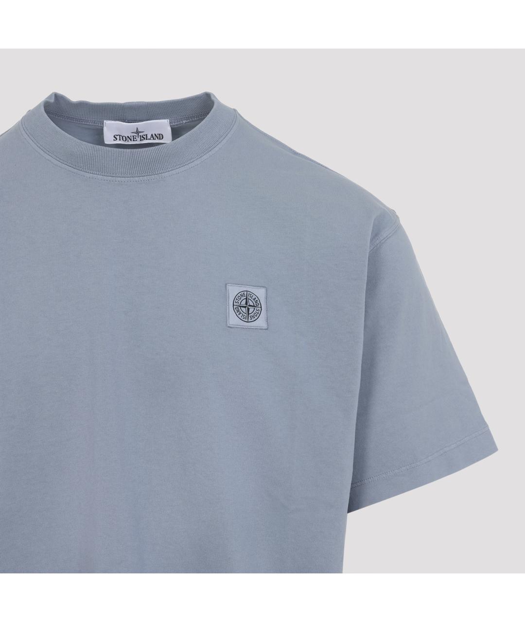 STONE ISLAND Голубая хлопковая футболка, фото 4