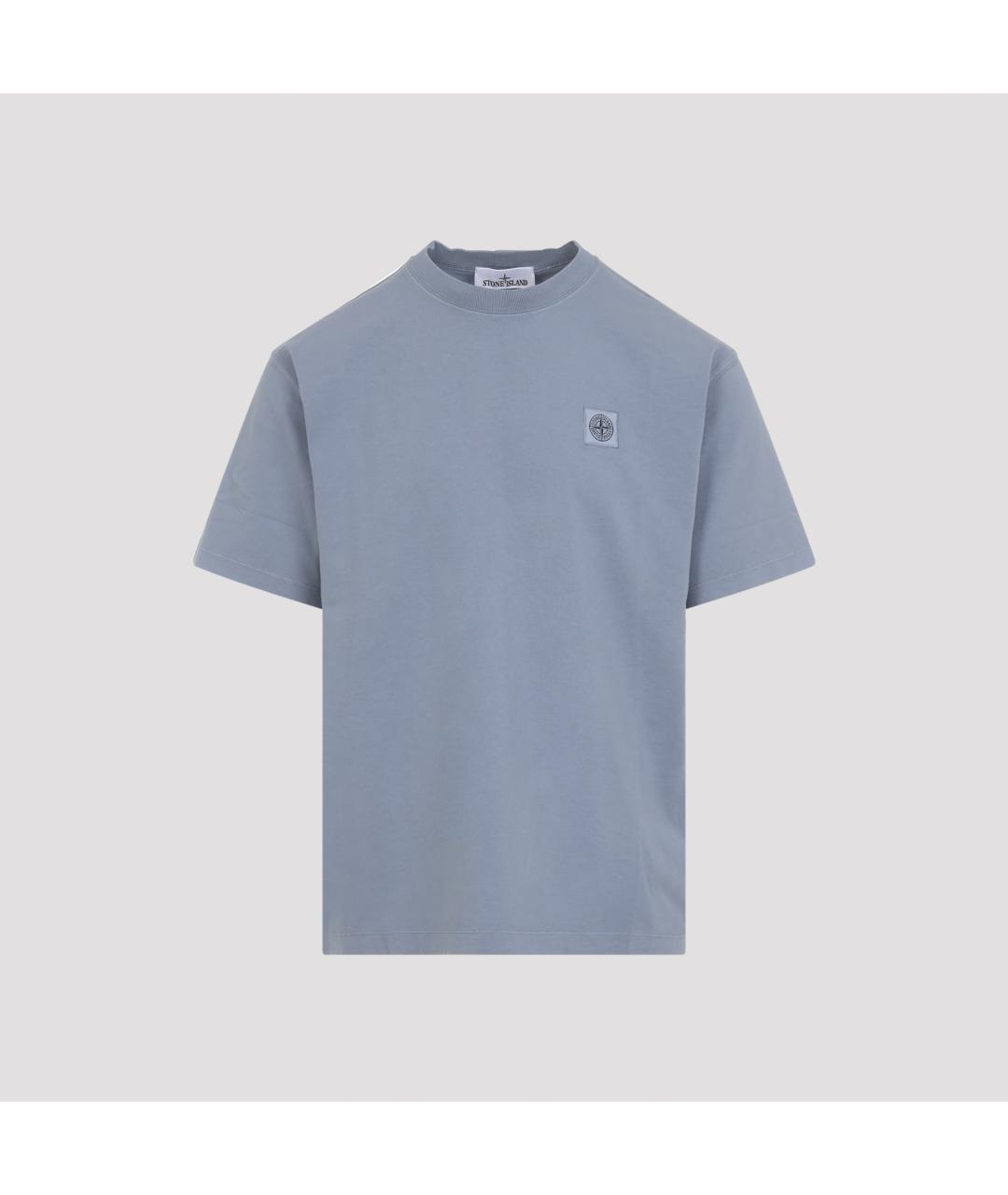 STONE ISLAND Голубая хлопковая футболка, фото 2