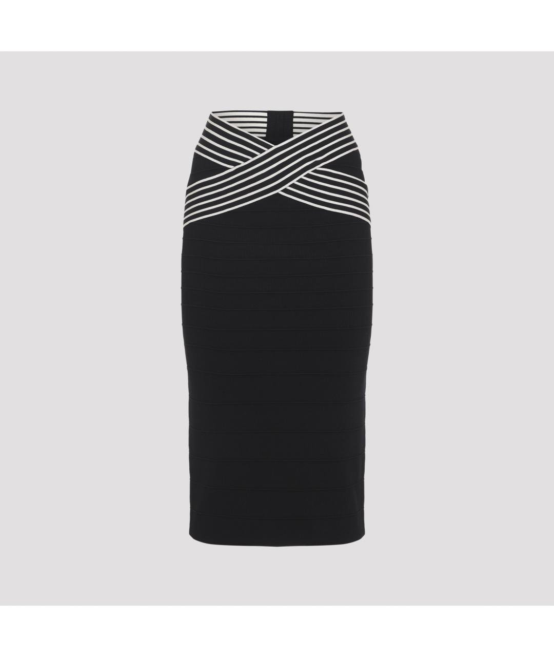 ELISABETTA FRANCHI Черная вискозная юбка миди, фото 2