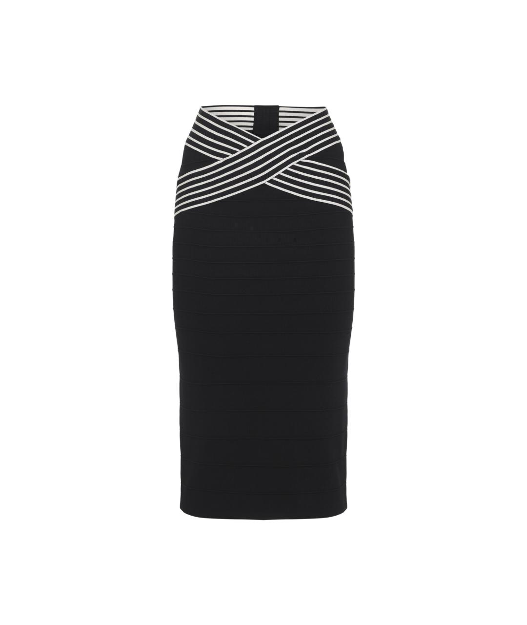 ELISABETTA FRANCHI Черная вискозная юбка миди, фото 1