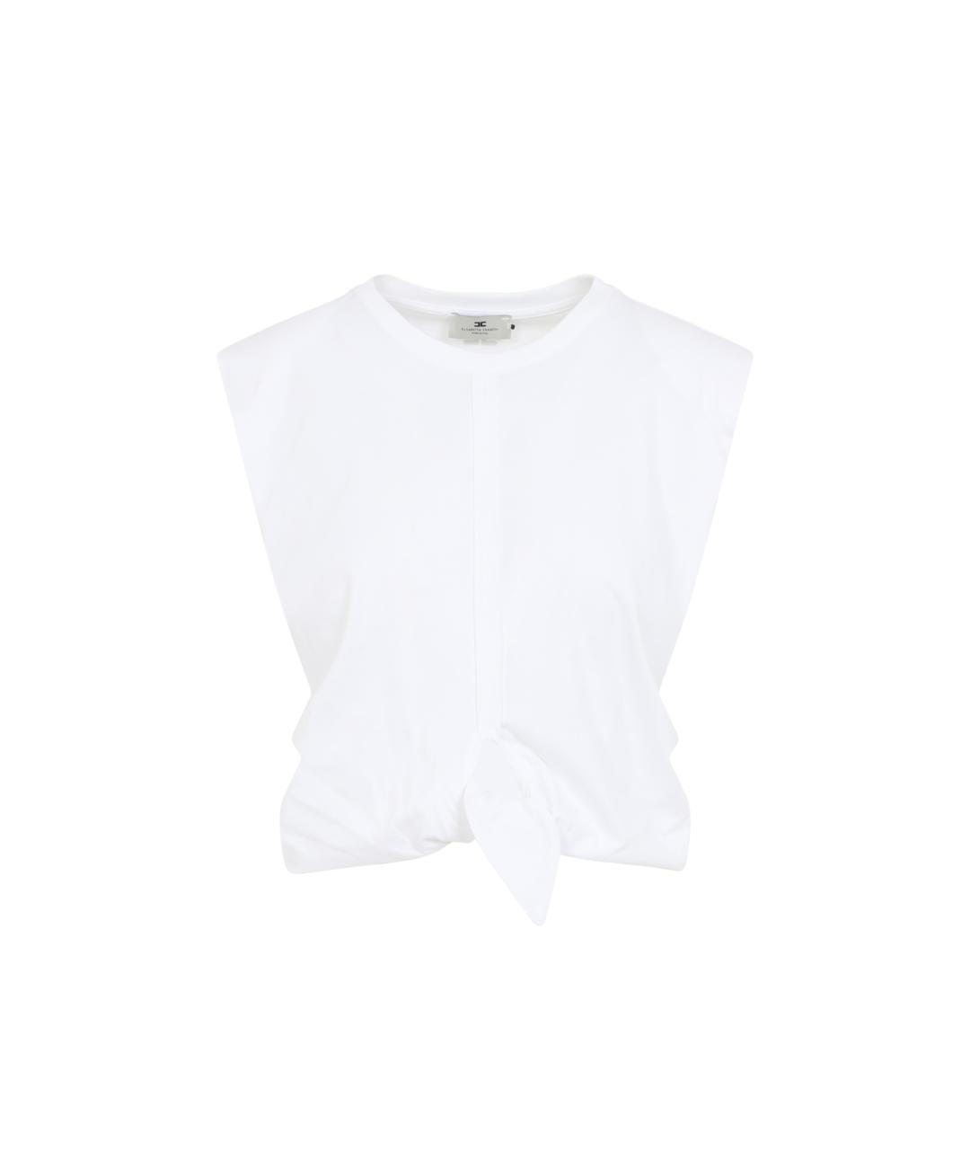 ELISABETTA FRANCHI Белая хлопковая футболка, фото 1