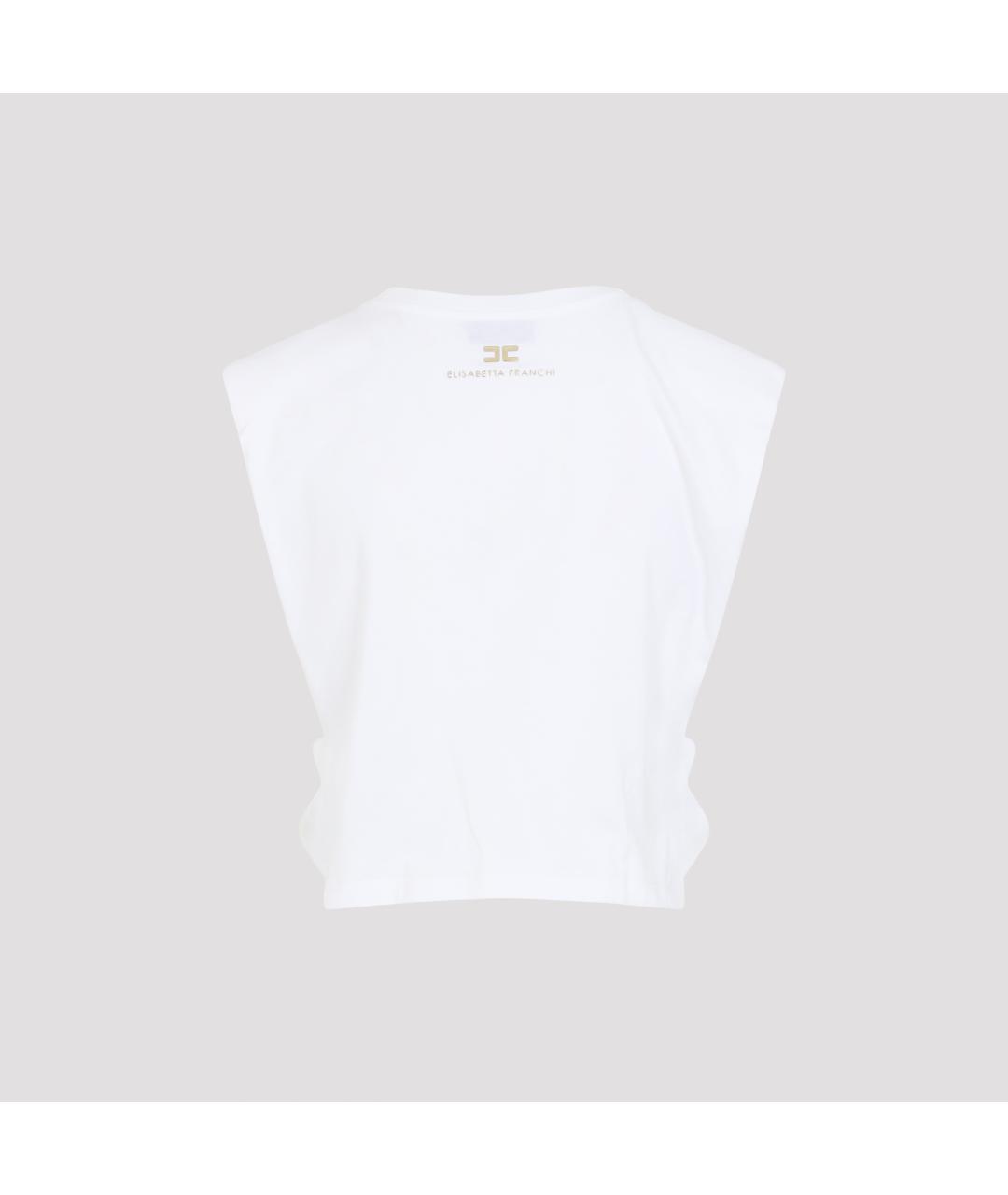 ELISABETTA FRANCHI Белая хлопковая футболка, фото 3