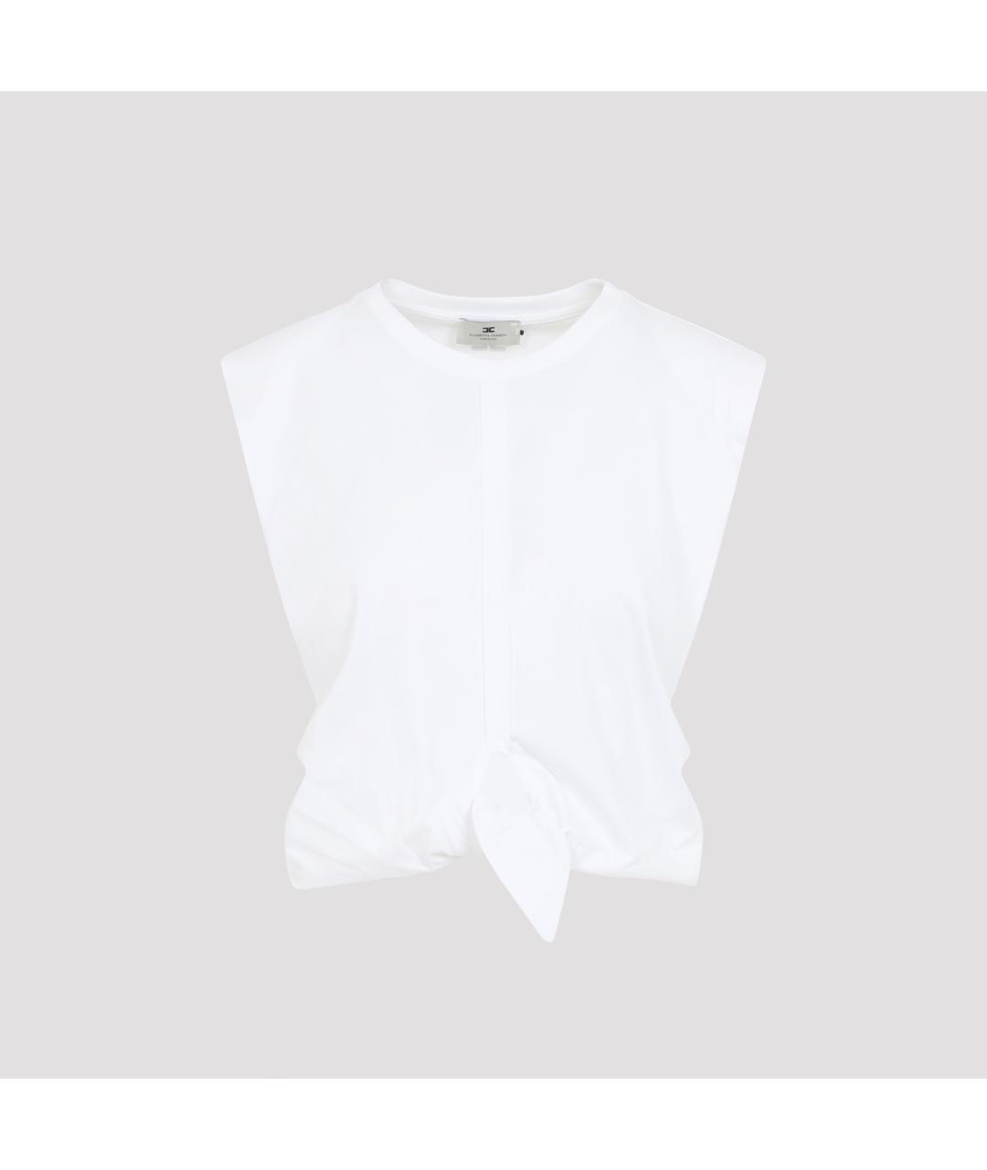 ELISABETTA FRANCHI Белая хлопковая футболка, фото 2