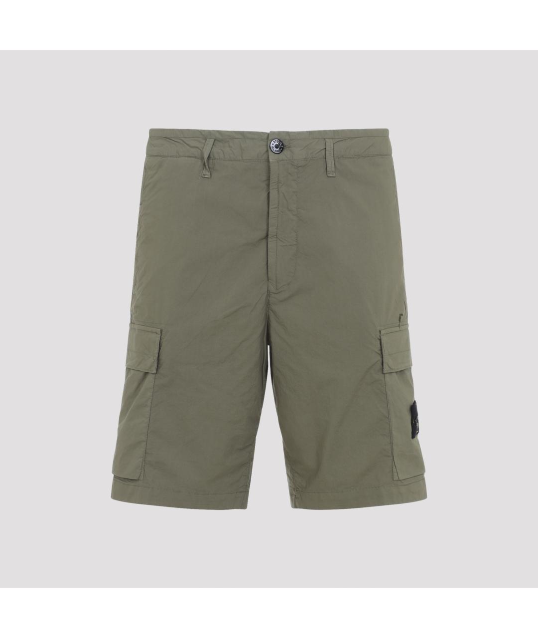 STONE ISLAND Хаки хлопковые шорты, фото 2