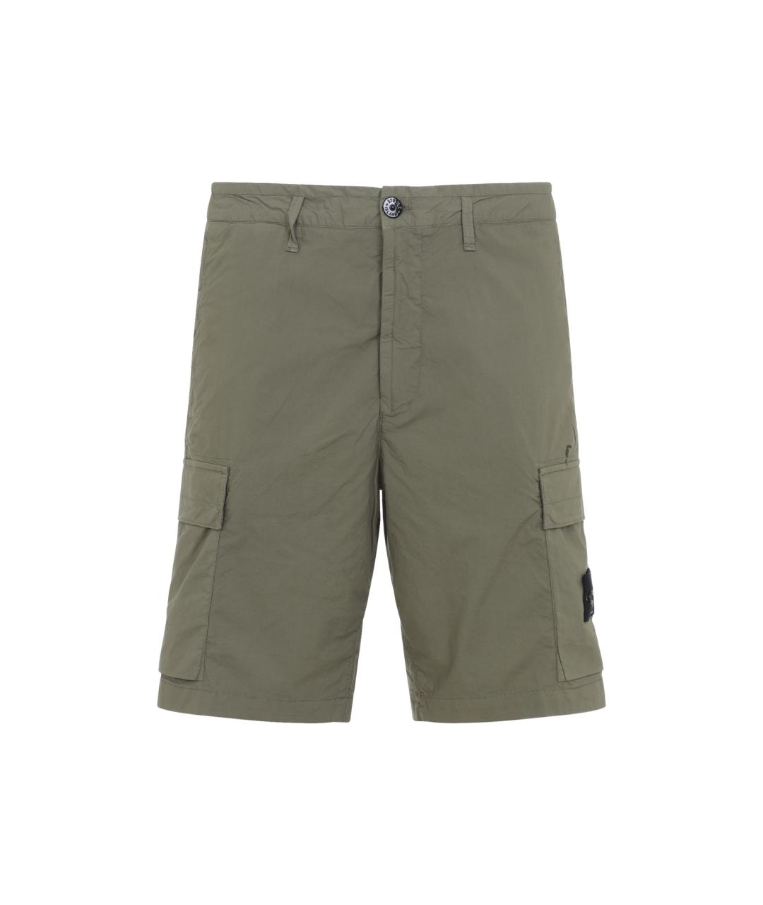 STONE ISLAND Хаки хлопковые шорты, фото 1