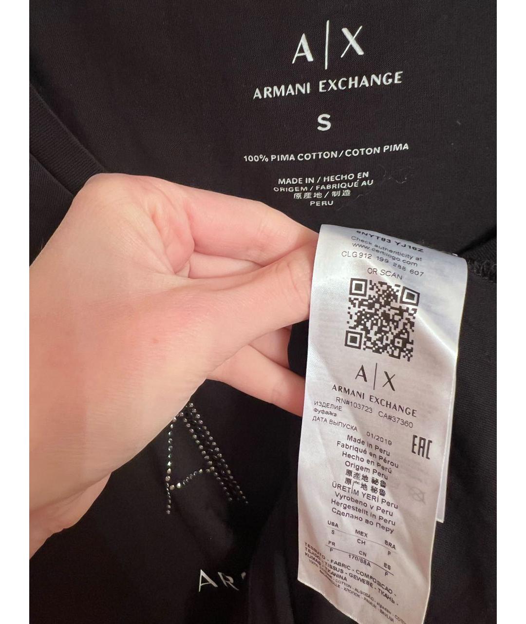 ARMANI EXCHANGE Черная футболка, фото 3