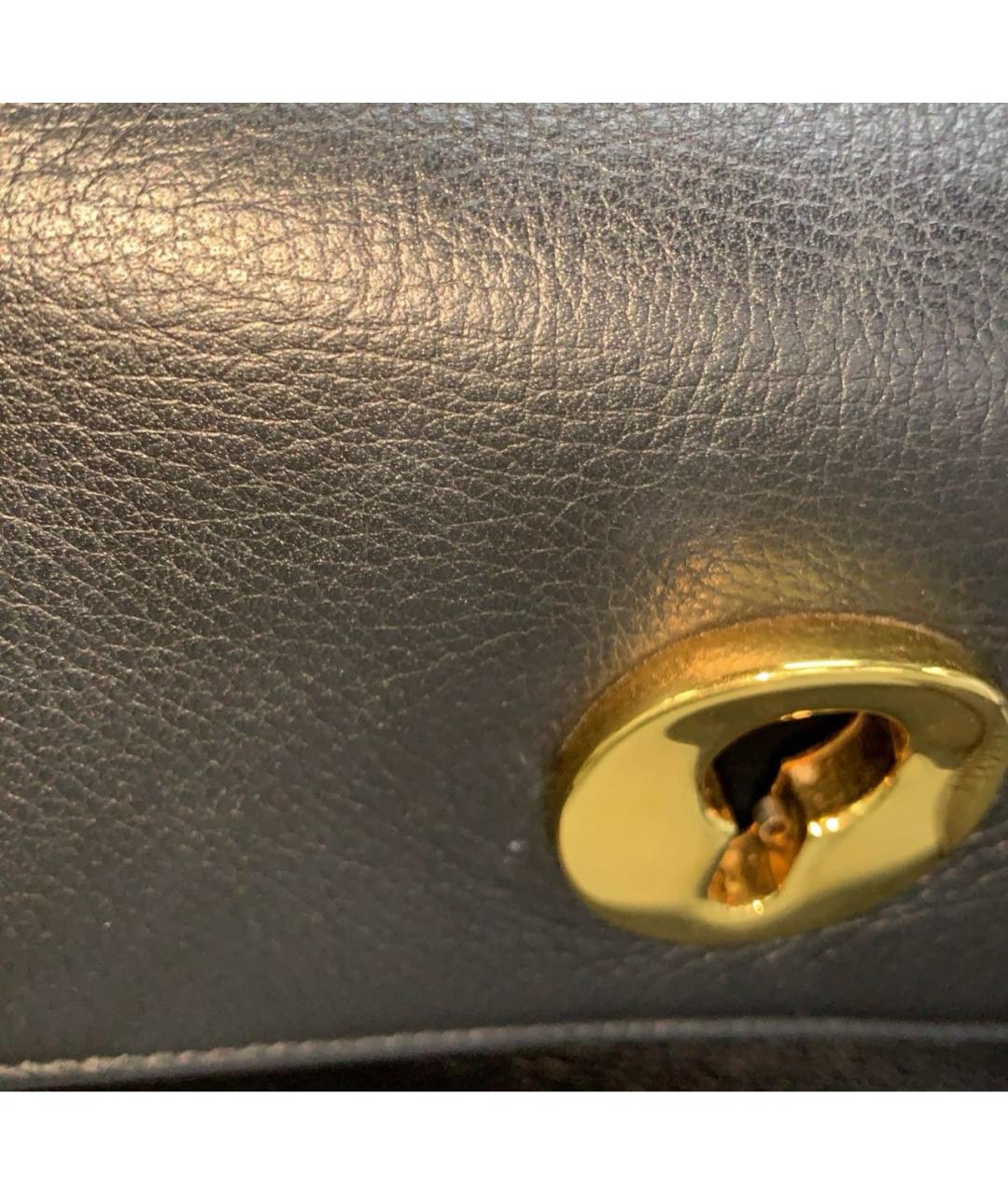 SAINT LAURENT Черная кожаная сумка с короткими ручками, фото 7