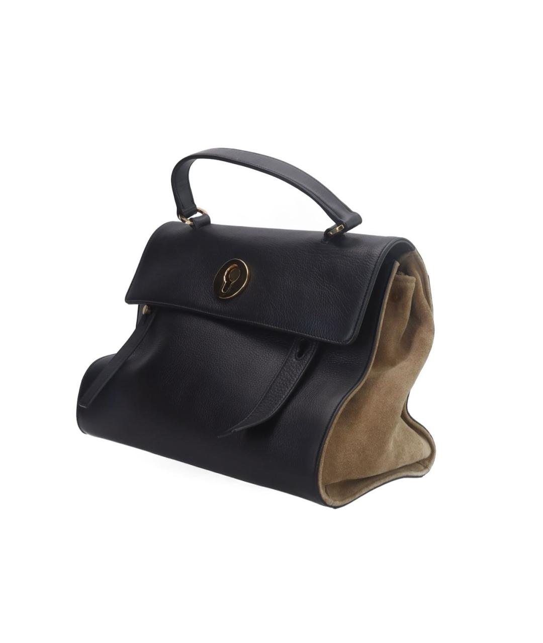 SAINT LAURENT Черная кожаная сумка с короткими ручками, фото 2