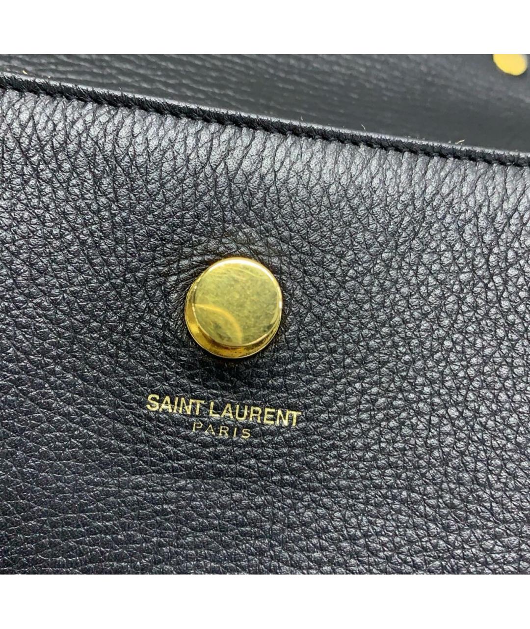SAINT LAURENT Черная кожаная сумка с короткими ручками, фото 8
