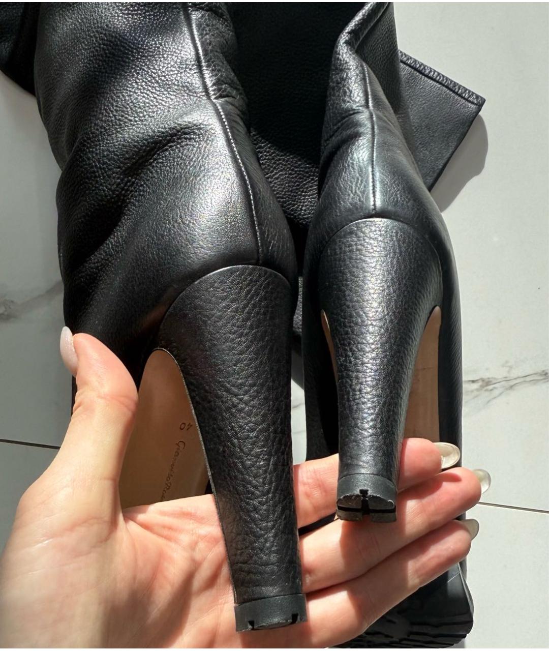 GIANVITO ROSSI Черные кожаные ботфорты, фото 2