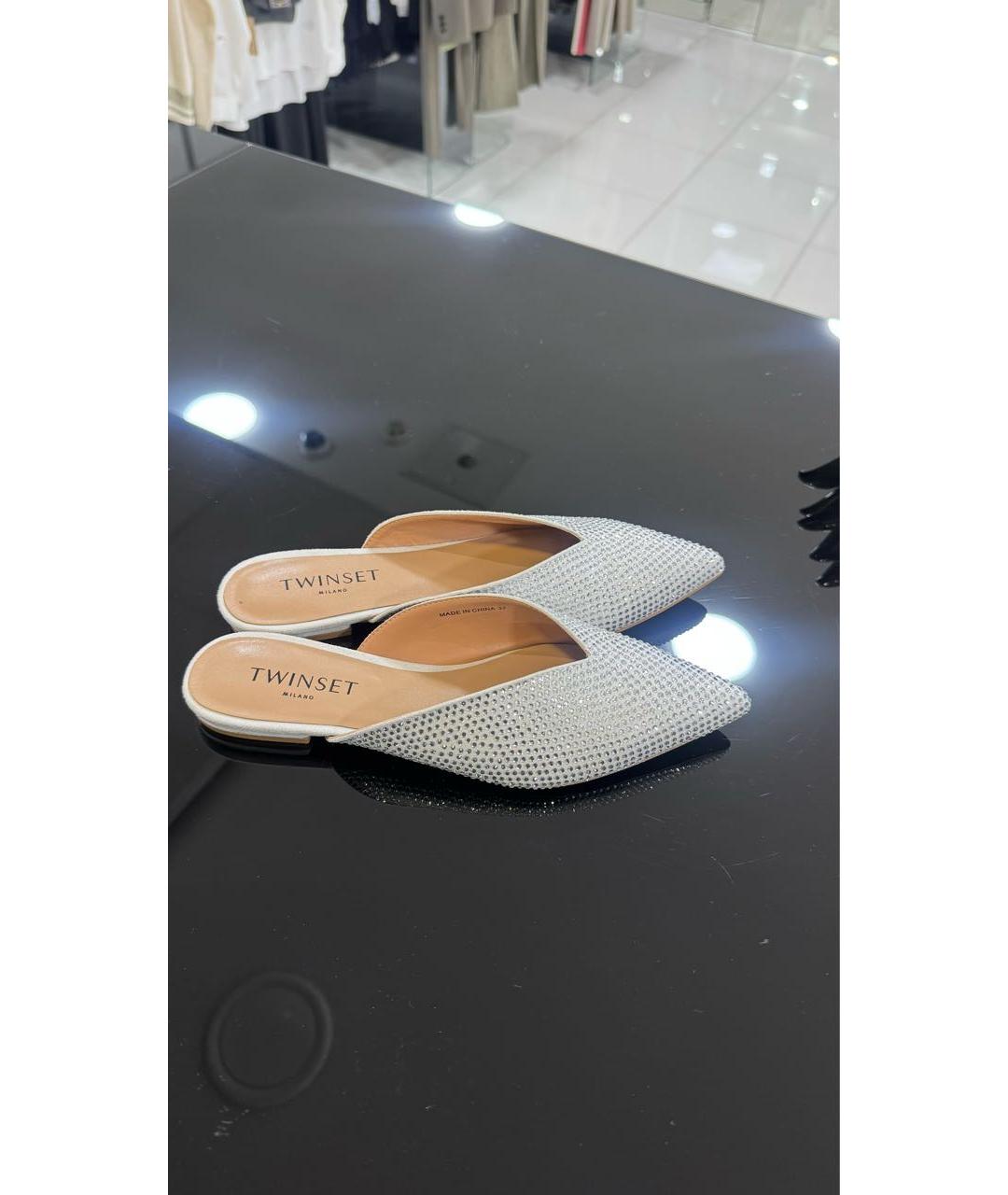 TWIN-SET Серебряные кожаные мюли, фото 3