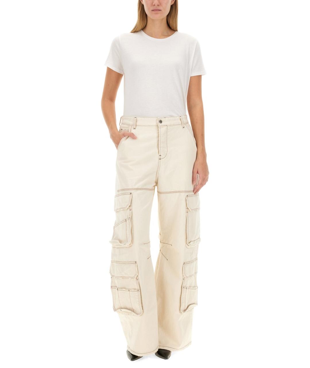 DIESEL Белые хлопковые прямые брюки, фото 2