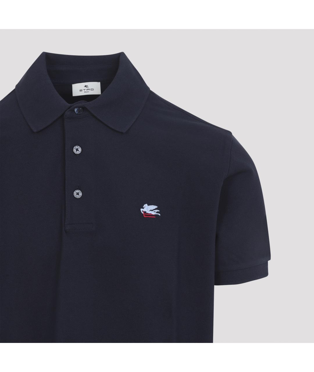 ETRO Синее хлопковое поло с коротким рукавом, фото 4
