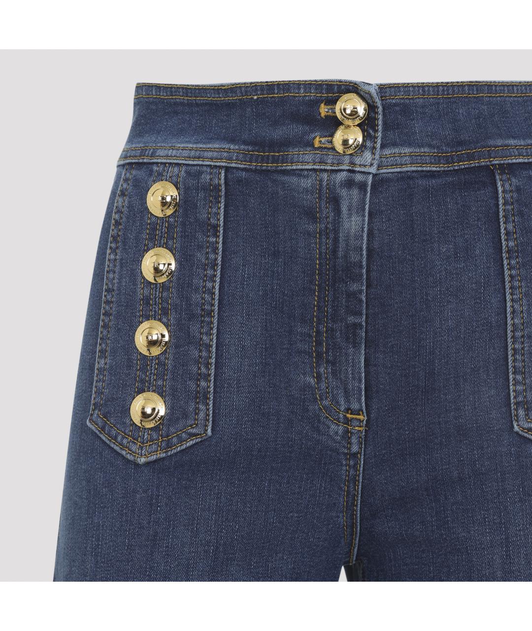 ELISABETTA FRANCHI Синие хлопковые джинсы клеш, фото 4