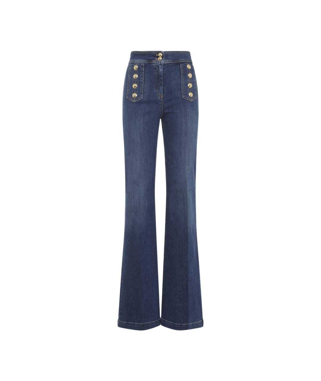 ELISABETTA FRANCHI Синие хлопковые джинсы клеш, фото 1