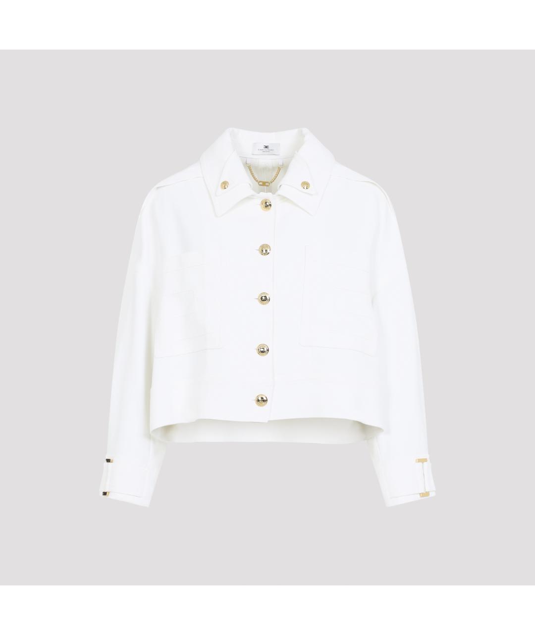 ELISABETTA FRANCHI Белый вискозный жакет/пиджак, фото 2