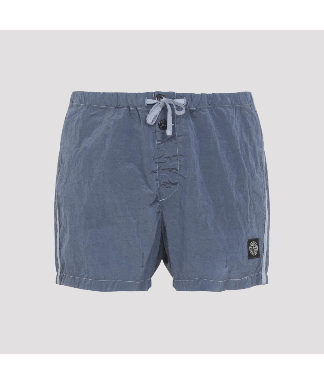 STONE ISLAND Синие полиамидовые шорты, фото 2