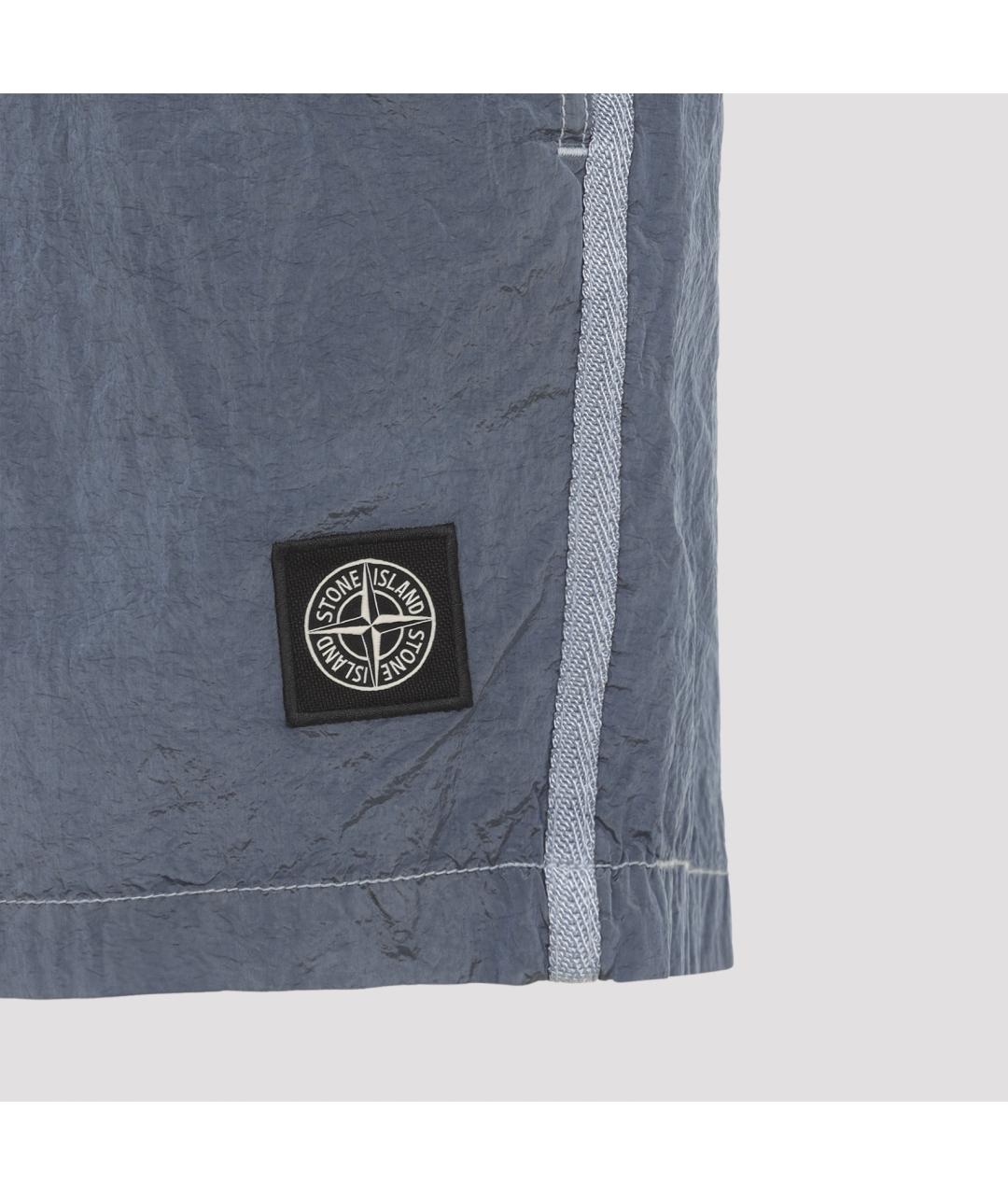 STONE ISLAND Синие полиамидовые шорты, фото 4