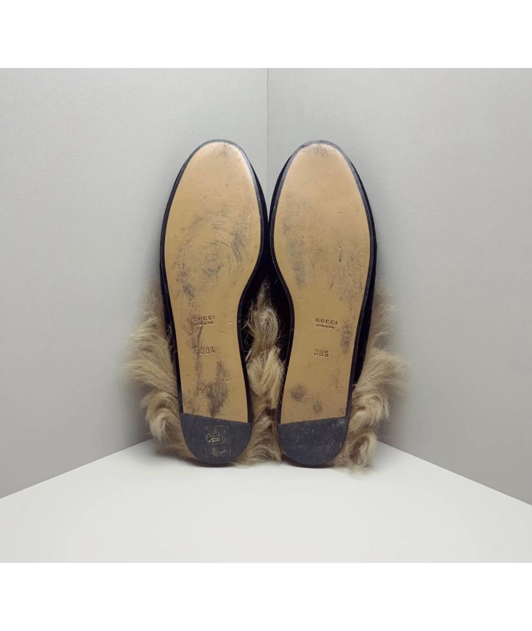 GUCCI Темно-синие бархатные мюли, фото 4