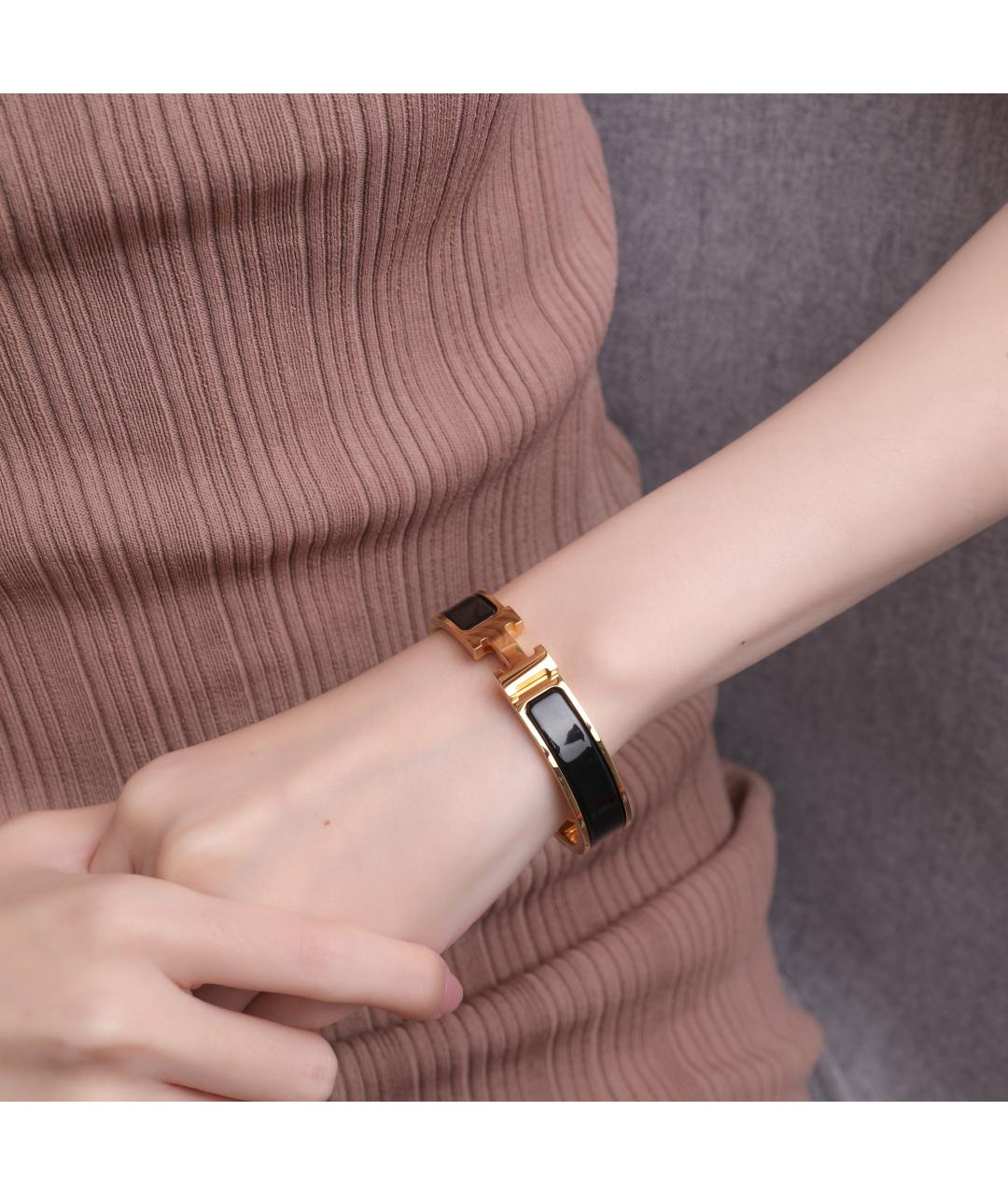 HERMES Черный металлический браслет, фото 5