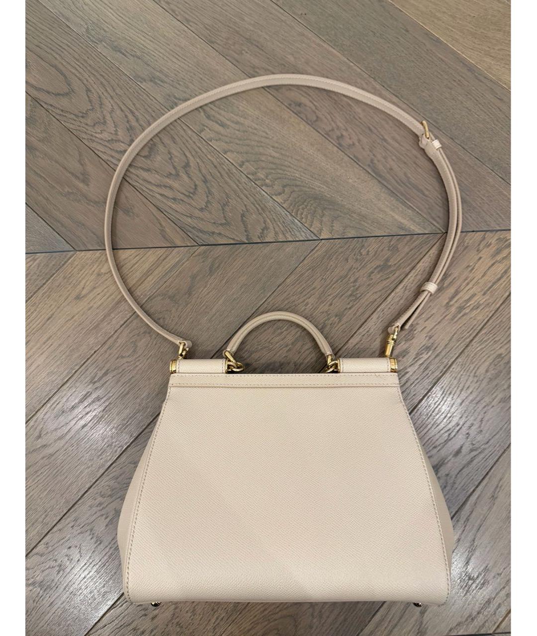 DOLCE&GABBANA Бежевая кожаная сумка с короткими ручками, фото 2