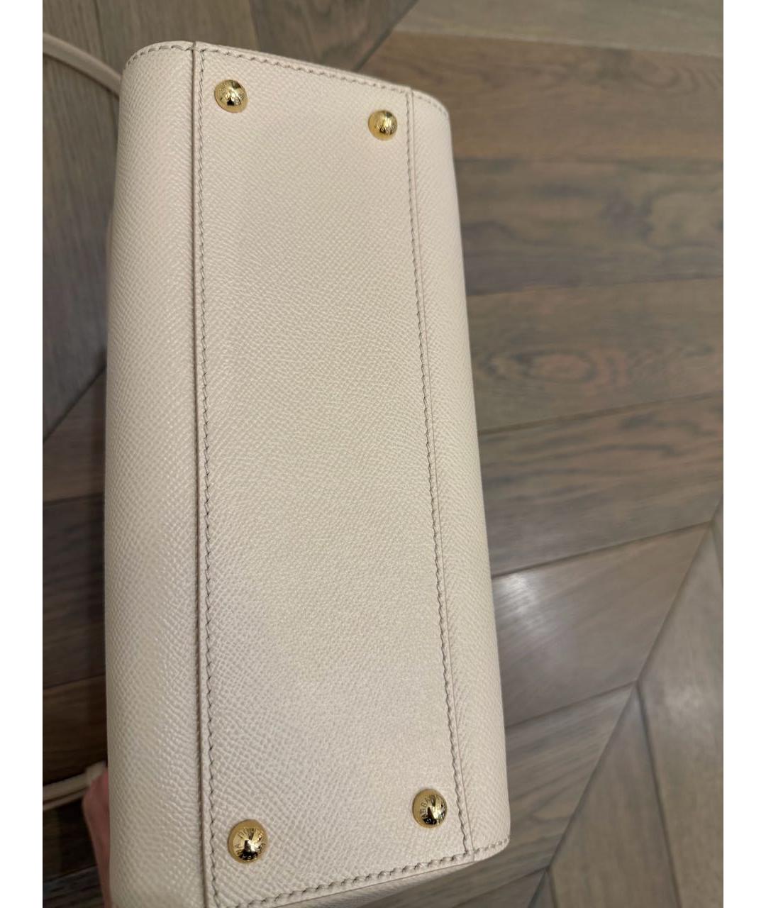 DOLCE&GABBANA Бежевая кожаная сумка с короткими ручками, фото 6