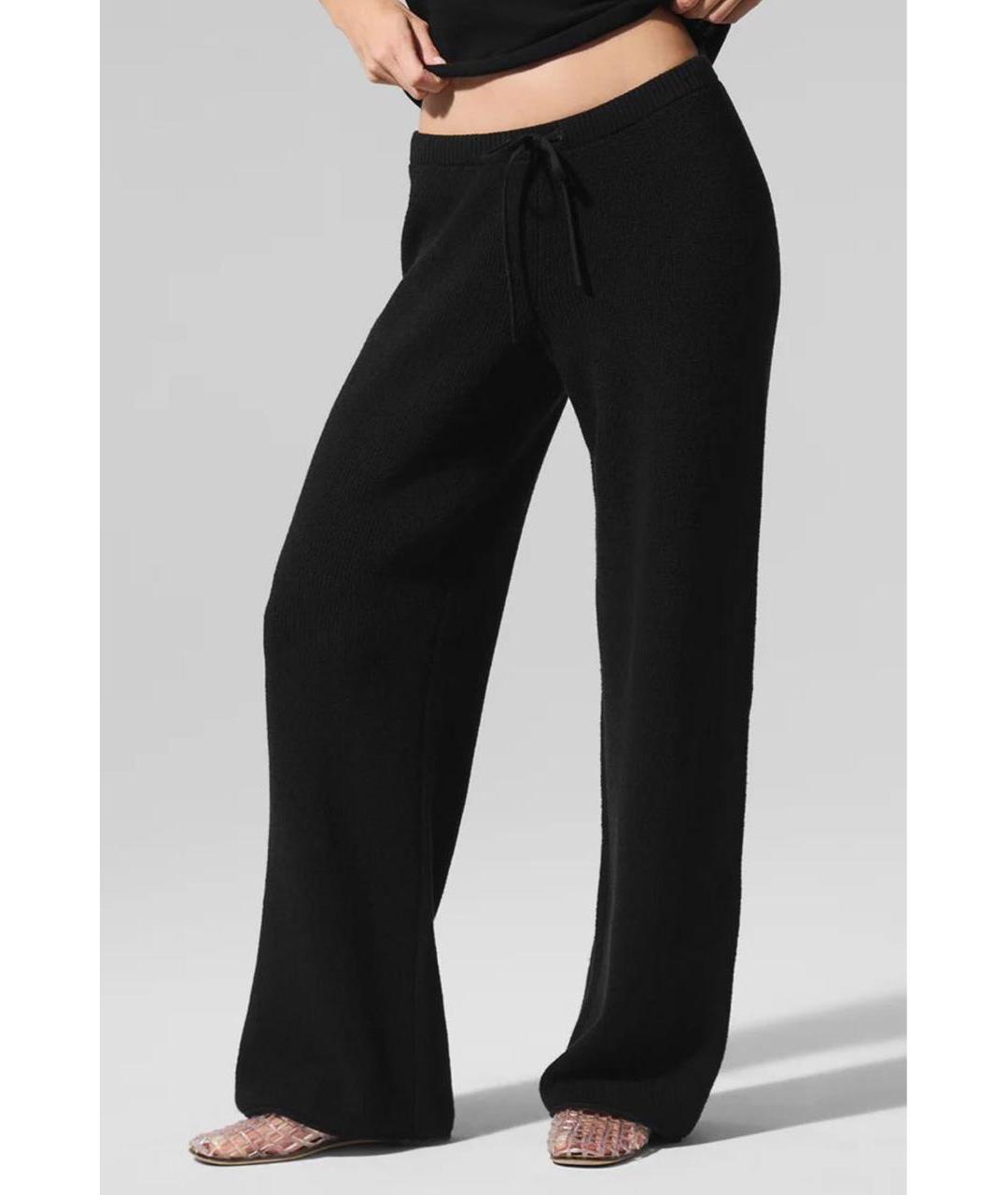 ALO YOGA Черные хлопковые прямые брюки, фото 5