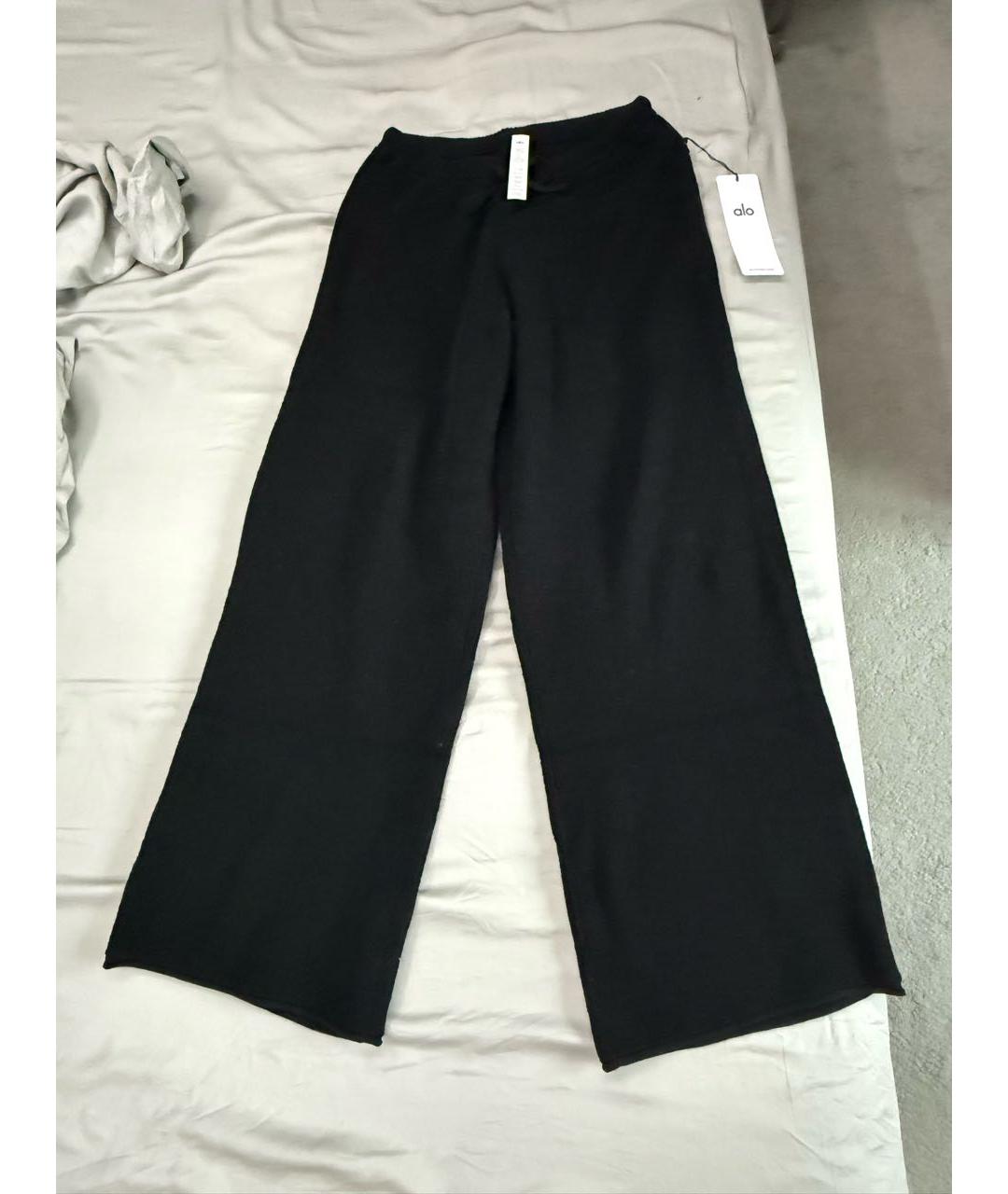 ALO YOGA Черные хлопковые прямые брюки, фото 6