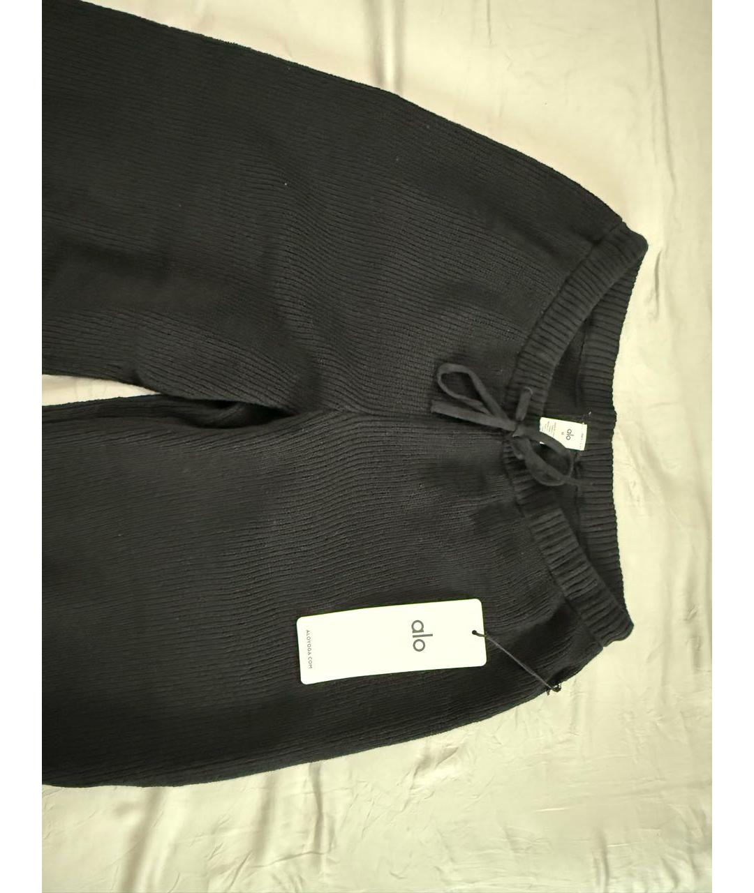 ALO YOGA Черные хлопковые прямые брюки, фото 4