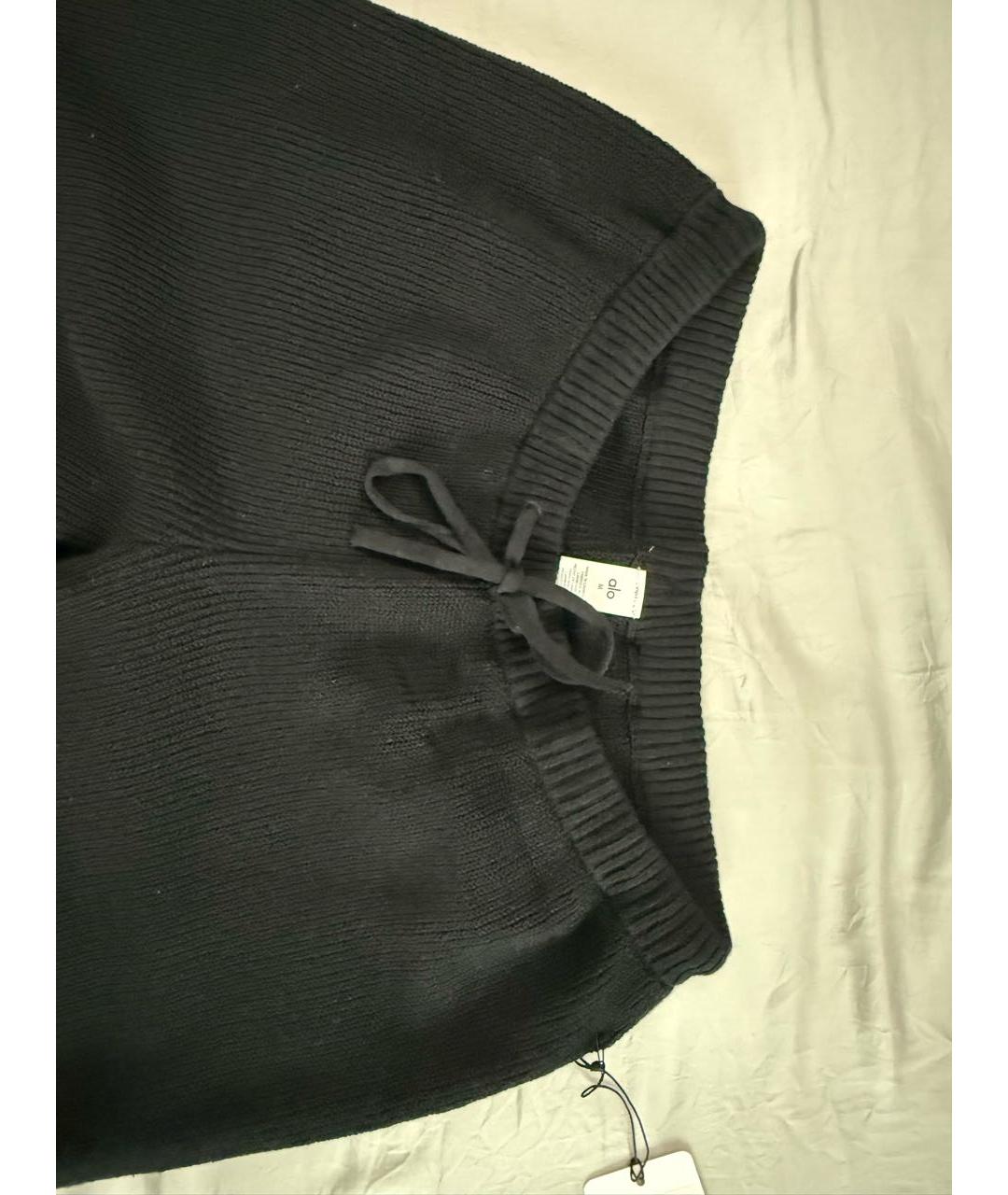 ALO YOGA Черные хлопковые прямые брюки, фото 3