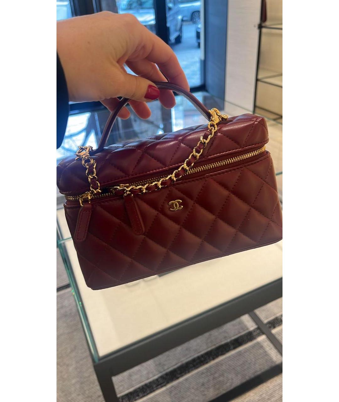 CHANEL Бордовая кожаная сумка с короткими ручками, фото 2