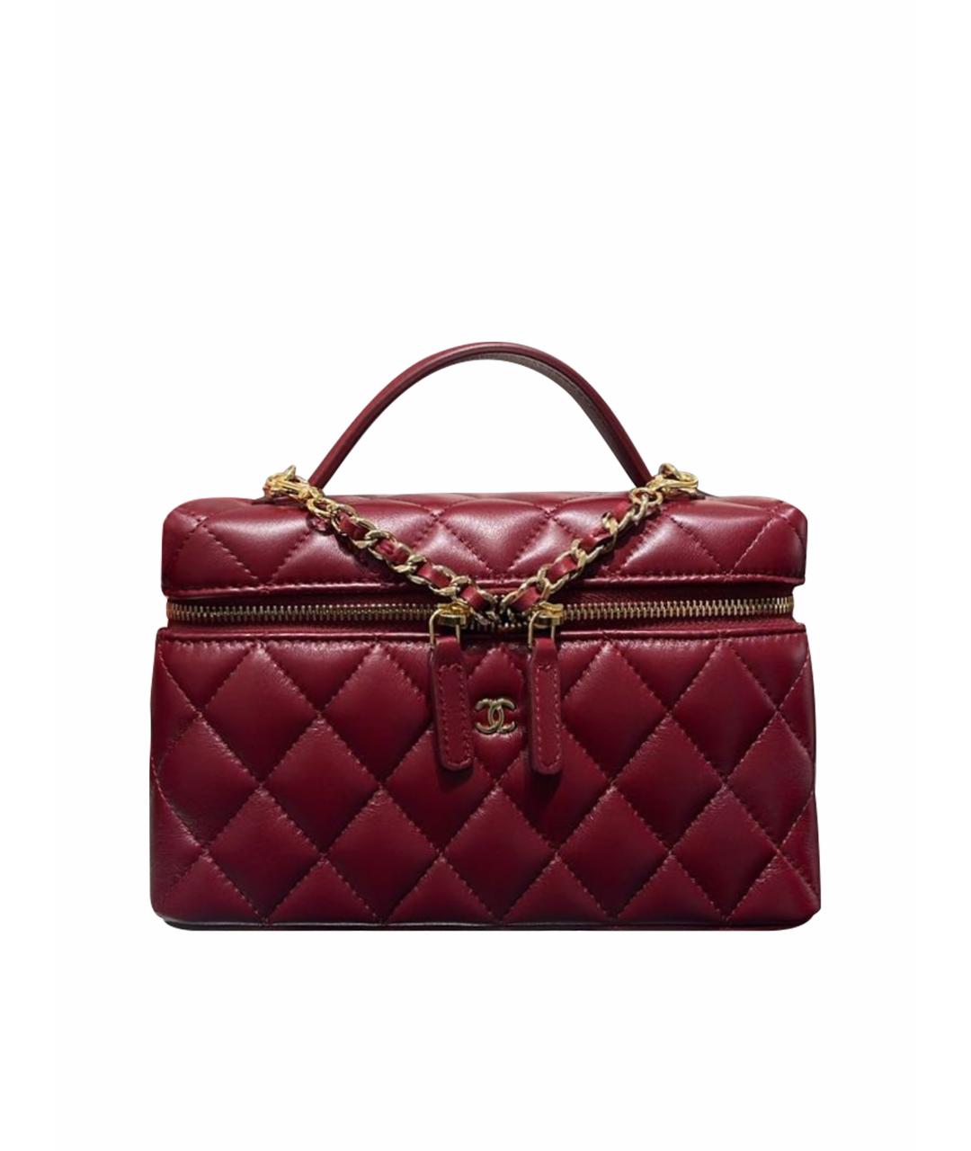 CHANEL Бордовая кожаная сумка с короткими ручками, фото 1